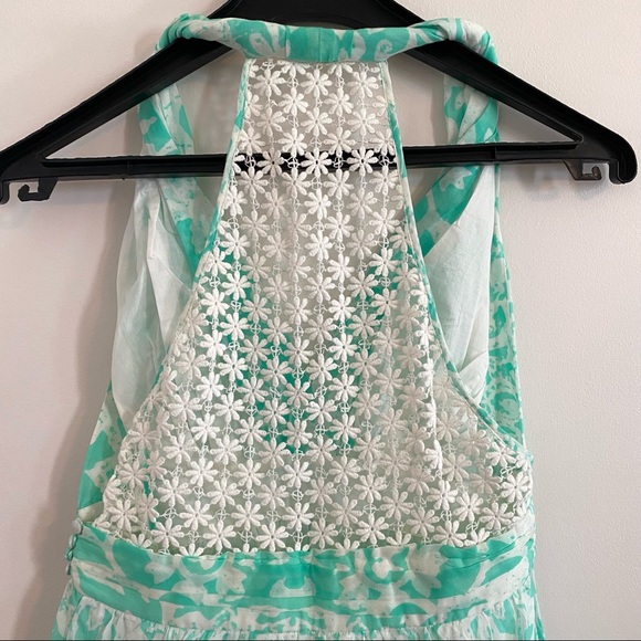 GUESS Twisted Tank Handkerchief Summer Dress with Crochet Back, Mint Green, US 4 - Picture 5 of 15